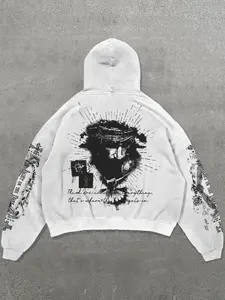 Unisex Men's Letter & Dice Print Drop Shoulder Hoodie, Street Drawstring Hooded Sweatshirt for Daily Holiday Outdoor Wear, Men Clothes for Fall & Winter