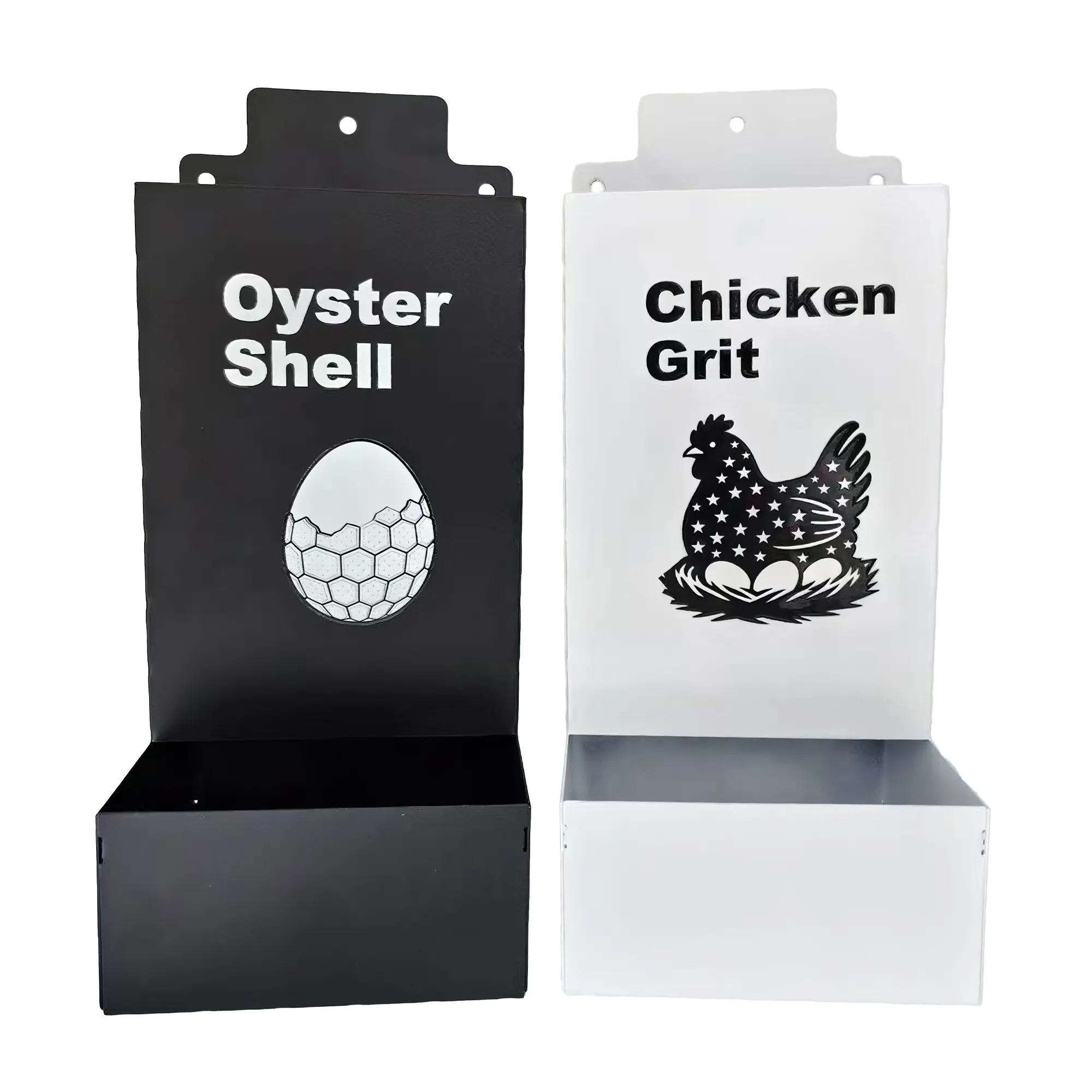 Heavy-Duty Galvanized Metal Chicken Feeder Set – Anti-Waste, Wall-Mountable, Easy-Clean, Large Capacity – Appropriate for Chickens, Pigeons, Ducks, Turkeys, Outdoor Backyard Bird Feeding – Rainproof Design – Set of 2