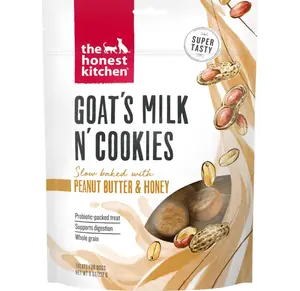 The Honest Kitchen Goat's Milk N' Cookies: Slow Baked with Peanut Butter & Honey, 8 oz Bag