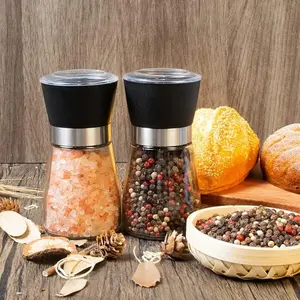 Manual Pepper Grinder, Refillable Clear Glass Spice Mill with Stainless Steel Lid & Ceramic Blades, Adjustable Coarseness Salt Pepper Shaker, Reusable Durable Seasoning Grinder for Home Cooking, Professional Chefs & Kitchen Daily Use