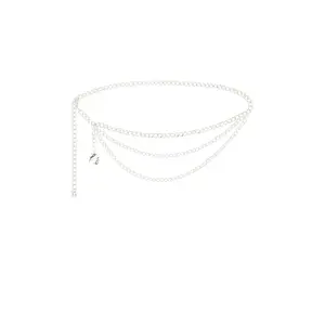 Ettika Modern Edge Layered Waist Chain in Silver