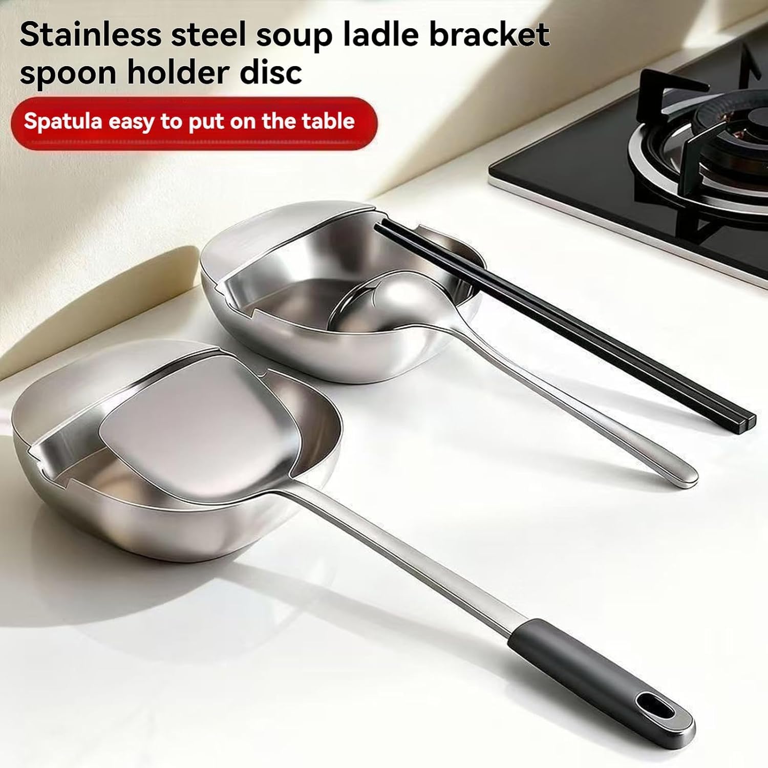 3 PCS Stainless Steel Spoon Rest & Multipurpose Kitchen Utensil Holder, Soup Ladle Tray, Tabletop Organizer for Cooking, Serving Snacks, Fruits, Sauce, Soup, Home