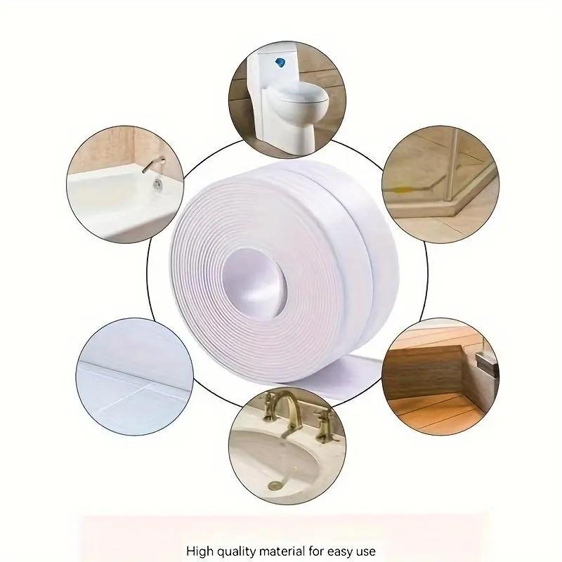 White Waterproof Caulk Tape 5-meter Extended Upgrade Version Waterproof Mold-Proof Sealing Strip-Industrial Strength,  Tape for Bathroom Kitchen Sink Toilet Tub Edges Easy Application & Durability