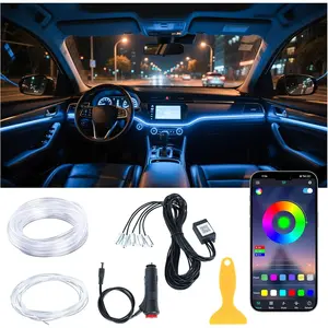 Interior Car LED Lights Wireless 5 in 1 RGB Ambient Lighting Kit with 236" Fiber Optic, 16 Million Colors, APP Music Sync, Waterproof car led Lights for Cars, Trucks, SUVs