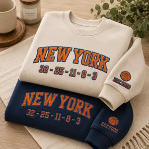 New York 2026 Embroidered Sweatshirt, NYC Embroidered sweater, Game Day Fan Gift