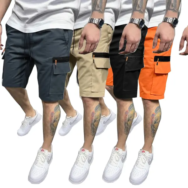 4-pack Men's Cargo Shorts with multiple pockets, casual drawstring waist work shorts, breathable Cotton Blend outdoor hiking shorts suitable for men, Men’s Shorts