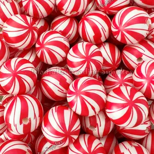 20mm Peppermint Acrylic Bead, Christmas Beads, Bubblegum Bead, Chunky Bead Round beads, Gumball Beads, Beading Supplies, Christmas Beads big beads