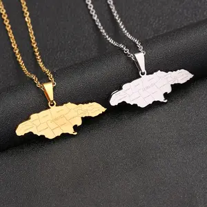 stainless steel Jamaica map and city necklace couple-style famous wind titanium steel pendant with jewelry