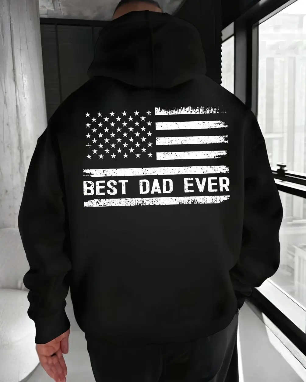 Best Dad Ever Hoodie, Distressed American Flag Father’s Day T-Shirt for Men, Patriotic Dad Gift Sweatshirt, Papa Husband Grandpa Shirt, USA Dad Graphic Tee, Viral TikTok Father’s Day Gift, Cool Dad Apparel 0AZ