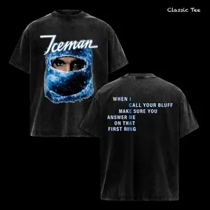 Drake Iceman 2026 Album Vintage Washed Tee, Oversized Rap Graphic T Shirt, Blue Ice Mask Streetwear, Heavyweight Cotton Hip Hop Urban Fashion Shirt, Double Sided Casual Music Fan Gift For Men Women