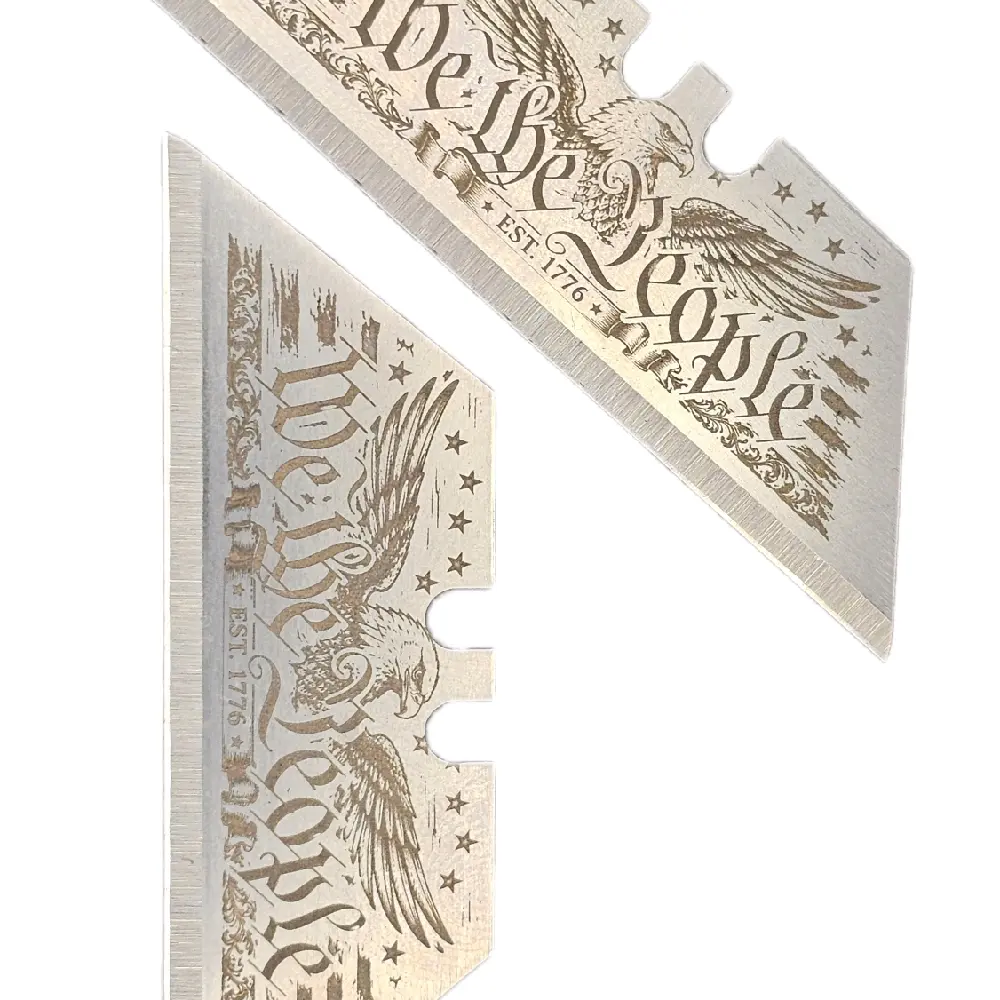 Laser Engraved Silver "We The People" Razor Blades