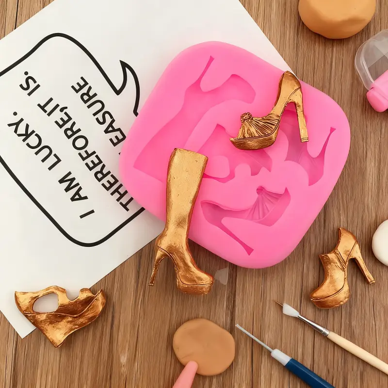 Cartoon Shoe Mold, High Heel Resin Mold for Clay, Silicone Molding Tool, Reusable, Easy Release, DIY Craft Supplies
