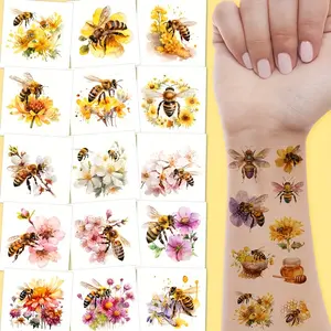 10pcs Bee Temporary Tattoos, Party Costume Kit, Honey Flower Bee Stickers, Perfect Gift, Fun Body Art Accessories