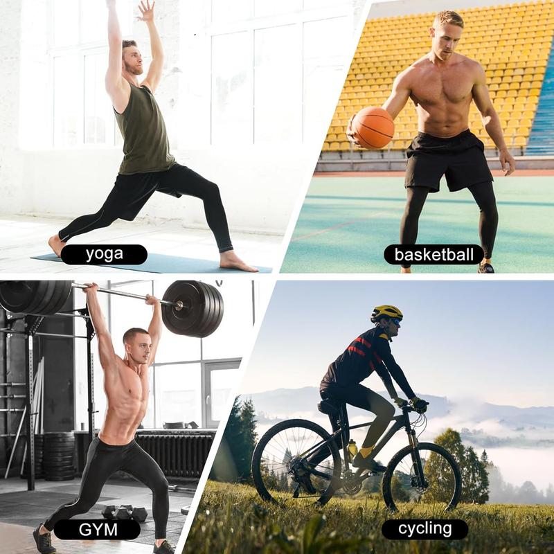 Men's Compression Pants with Pockets, Athletic Leggings Baselayer Workout Tights for Running Yoga Gym Basketball