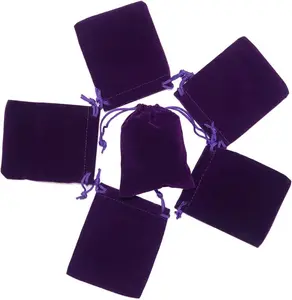 Jewelry Bags Small Velvet  with Drawstring 20pcs Velvet Cloth Gift Pouches Purple 3x4 inches