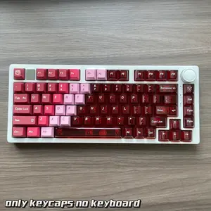 Red Dual-Material Keycap Set – PBT Dye-Sub + Transparent PC, Cherry Profile, Fits Magnetic Structure Keyboards (61/64/68/75/87/98/104), Includes 6.25u Spbar – Ideal for DIY & Gifts (Keycaps Only)