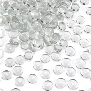 5Lb Flat Glass Marbles, Clear Flat Marble Beads  Transparent Aquarium Pebbles for Vase Filler Beads Table Scatters
