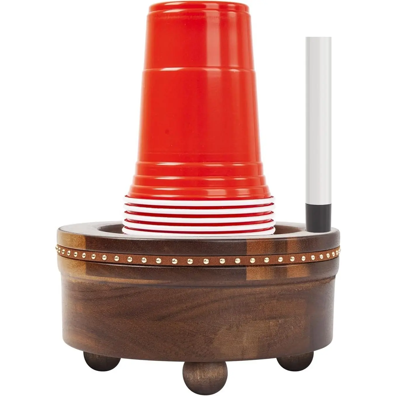 Acacia Wood Cup Holder with Marker Slot - Mark Your Cup and Drink Up, Disposable Cup Holder, Paper Cup Dispenser for Party Decoration Kitchen Bathroom