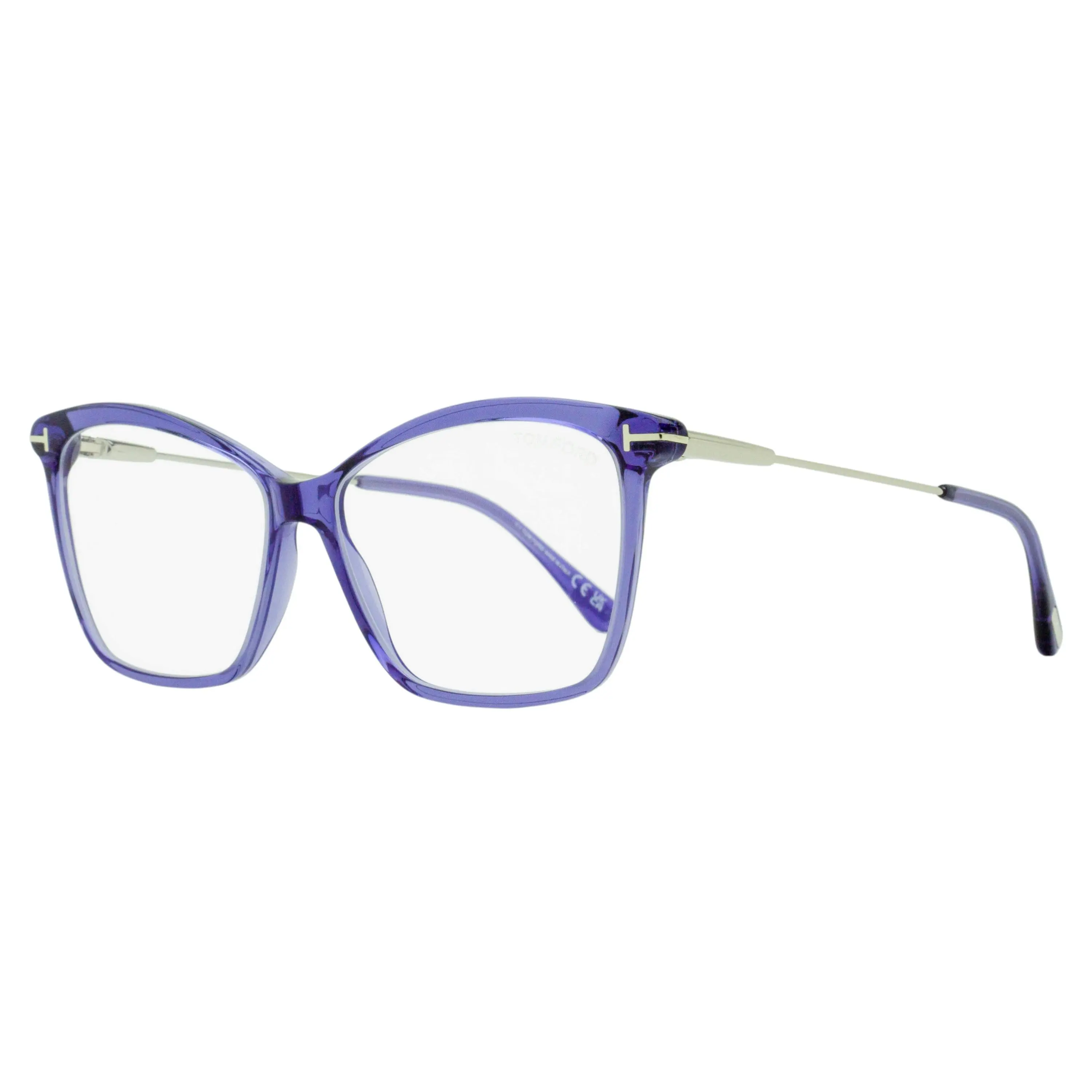 Tom Ford Butterfly Blue Block Eyeglasses TF5687-B 081 Violet/Ruthenium 56mm FT5687 - Bluelight Fashion Square Frame, Fashionable Frames, Blue-Tinted Lenses Casual Non-Prescription Glasses, Bluelight Fashion Glasses, Square Frame Eyeglasses