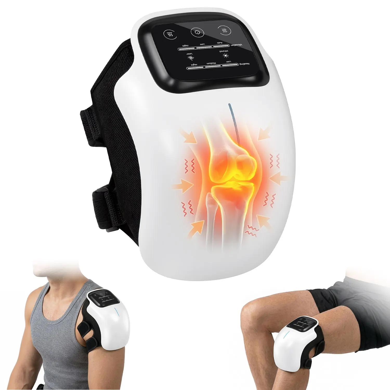 Cotsoco Cordless Knee Massager with Heat & Vibration, 3-in-1 Heated Knee Brace with LED Screen, Cordless Knee Brace Support for Joint Pain Relief & Tired Knees