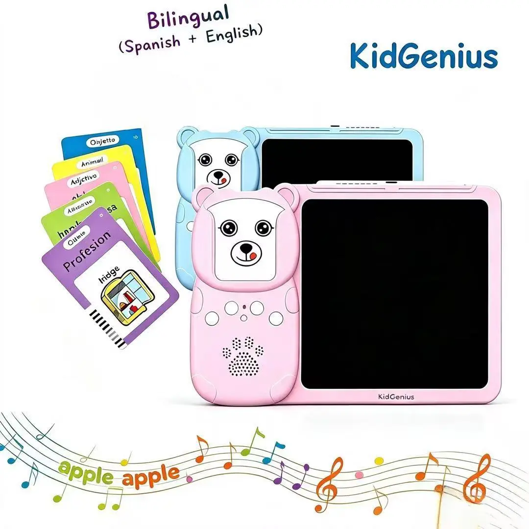 KIDGENIUS Bilingual Early Learning Machine Interactive Writing Drawing Educational Toy for Kids Fidgets of the Day English Learning Fun