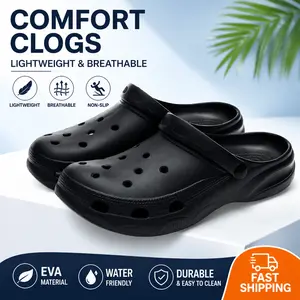 Men’S Hole-Ridden Shoes ,EVA clogs,Work clogs,Black Mules,Lightweight,Non Slip Shoes,SchoolShoes.breathable,Lazy Shoes,Slip-On Style,EVA Material,Easy Fashionable And Atmospheric,Summer New Arrivals . Ventilated   clogs , Holey Soles 、 Garden clogs .