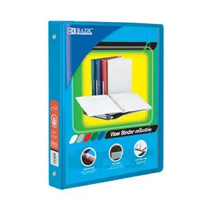 212 MAIN 1/2" Cyan Document Binder - 3-Ring View Binder with 2 Pockets, Rubber Spine, Case of 12