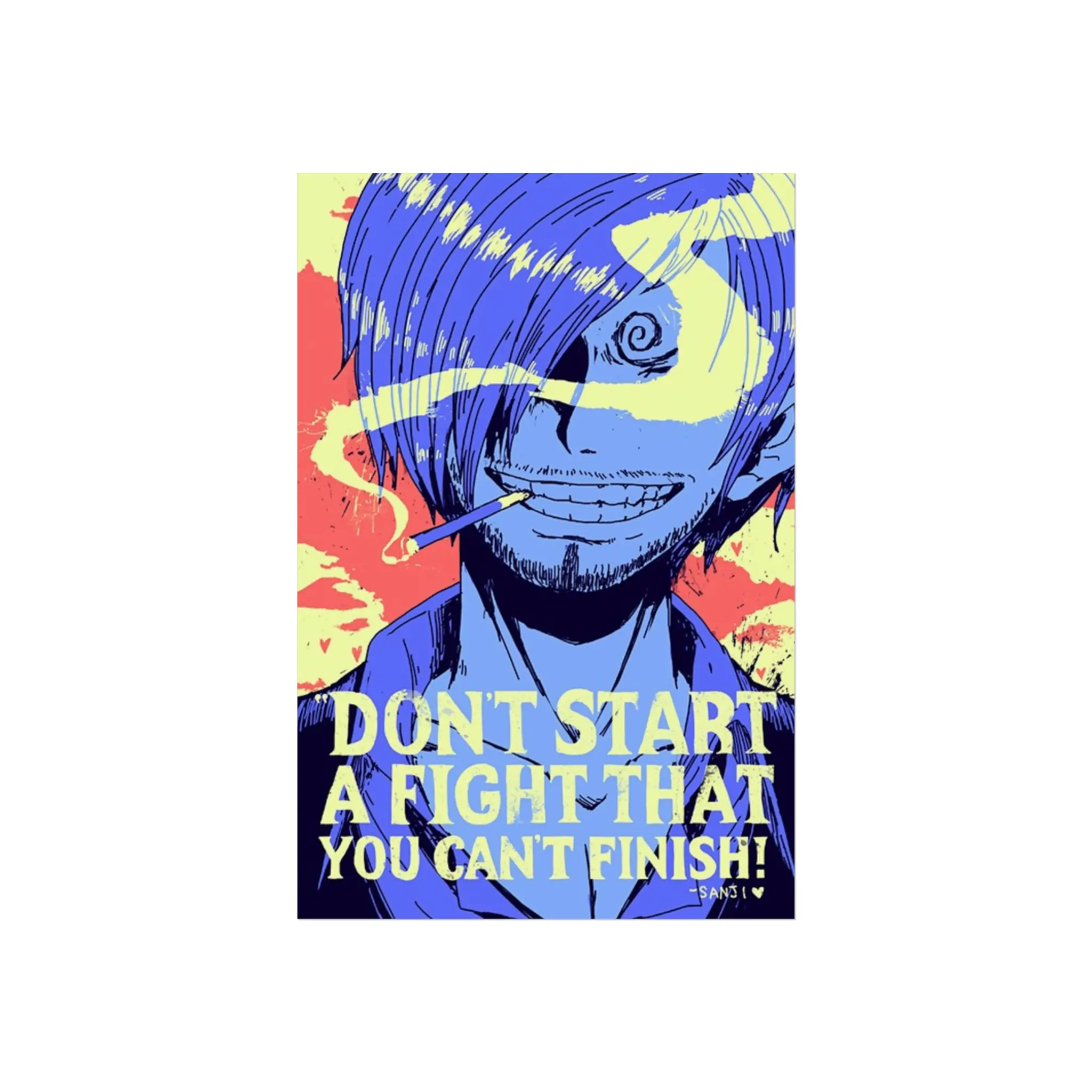 Anime Wall Art, Sanji One Piece Quote Poster for Otaku, Japanese Anime Fan, Manga Lover, Home Decor, Gift for Anime Enthusiast