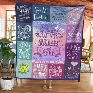 Vibrant Aunt - Themed Throw Blanket with Heartwarming Quotes & Loving Designs