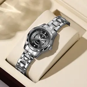 GOHUOS Fashion Ladies Watch Waterproof Luminous Date Week Watch for Woman High Quality Stainless Steel Women's Quartz Watches Luxury Women Watches