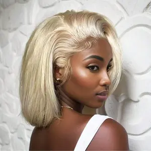 613 Blonde Bob Wig Human Hair 13x4 HD Bob Lace Front Wigs Human Hair Pre Plucked 180% Density Blonde Wig Human Hair Short Bob Wigs for Black Women