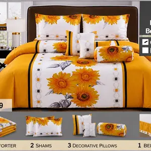 Adult Queen King 7 Piece Luxury Comforter Bed Set Modern Bedroom Bedding