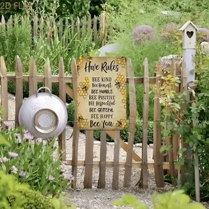 Aluminum Vintage Honeycomb Wall Art with Motivational Bee Quotes, 2D Flat Metal Sign for Home Decor and Office Hanging Decor