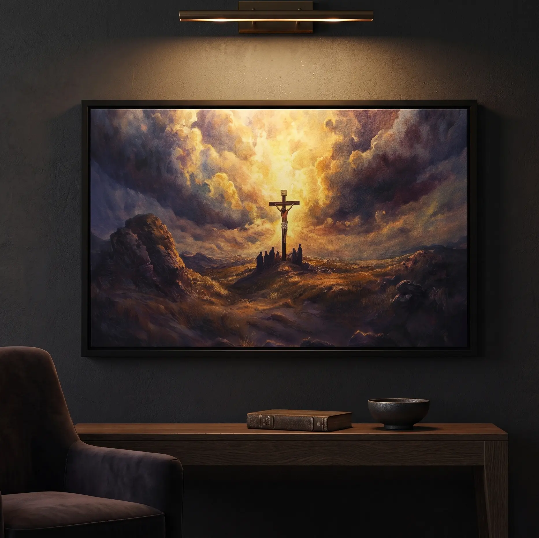 Jesus on the Cross Painting Print Poster, The Crucifixion of Jesus Canvas Poster Wall Decor, Christian Art Decor, Religious Art Poster, Biblical Scene Print Poster, Decor For Home Bedroom Living Room Office