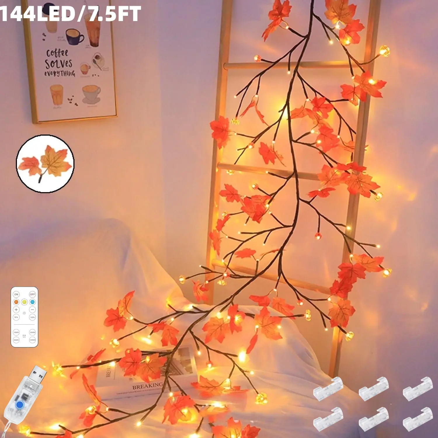 2.3M 144LEDs-Maple leaves