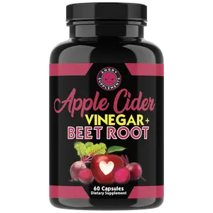 Angry Supplements Apple Cider Vinegar + Beet Root Capsules, 500mg ACV + 500mg Beetroot per serving, Health, Wellness, Digestive Blend 60ct- 30 Servings