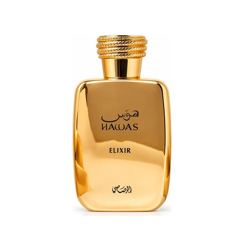 Rasasi Hawas Elixir Men's EDP Perfume Spray - 100ML (3.4oz) Single Standard Size Bottle, Invigorating Enigmatic Scent, Amber Musk Core, Bergamot-Lemon-Citrus-Lavender Blend, Warm Woody Finish, EDP Liquid