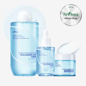 [isntree Official Shop] Ultra-Low Molecular Hyaluronic Acid 3-Step Hydration Trio - Toner 10.14 fl.oz / 300ml + Serum 1.69 fl.oz / 50ml + Zinc Aqua Cream 2.71 fl.oz / 80ml for deep hydration and pore care, Korean Skincare