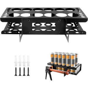 12 Slots Caulking  and Tubes Holder, Wall Mount Caulk Tubes Storage Rack, Metal Caulking Tools Organizer for Garage, Workshop, Work Van