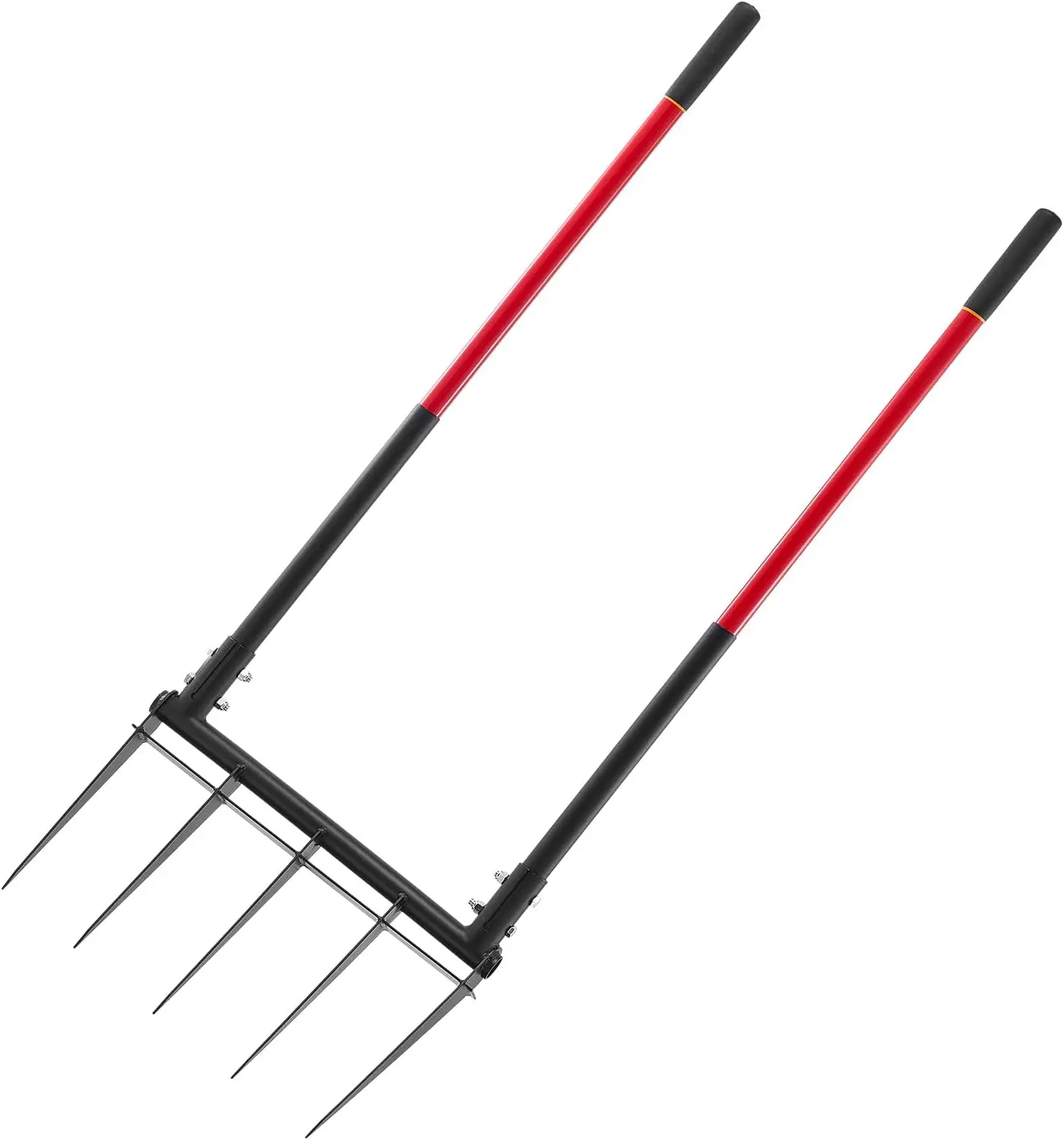 Broad Fork, 5-Tine Pitchfork with Dual Fiberglass Handles, Heavy Duty Garden Fork, Ergonomic U-Shaped Design Broadfork Hand Tiller, Gardening Tool for Composting Transplanting Aeration