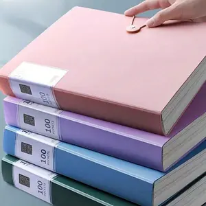 Colorful A4 File Folder, Document Organizer with 100 Transparent Bags, Multi-Layer Office and School Storage, Essential Paper Sorter