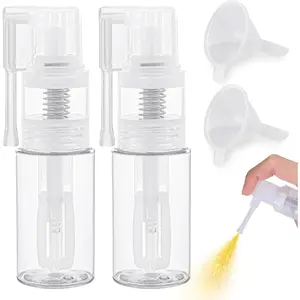 2 Pcs Glitter Duster Sprayer with 2 Funnels, 35ml Transparent Craft Spray Bottle, Empty Plastic Pump Multi-Purpose Edible Sprayer for Cake, Card, Flower, Scrapbooking, Cardmaking
