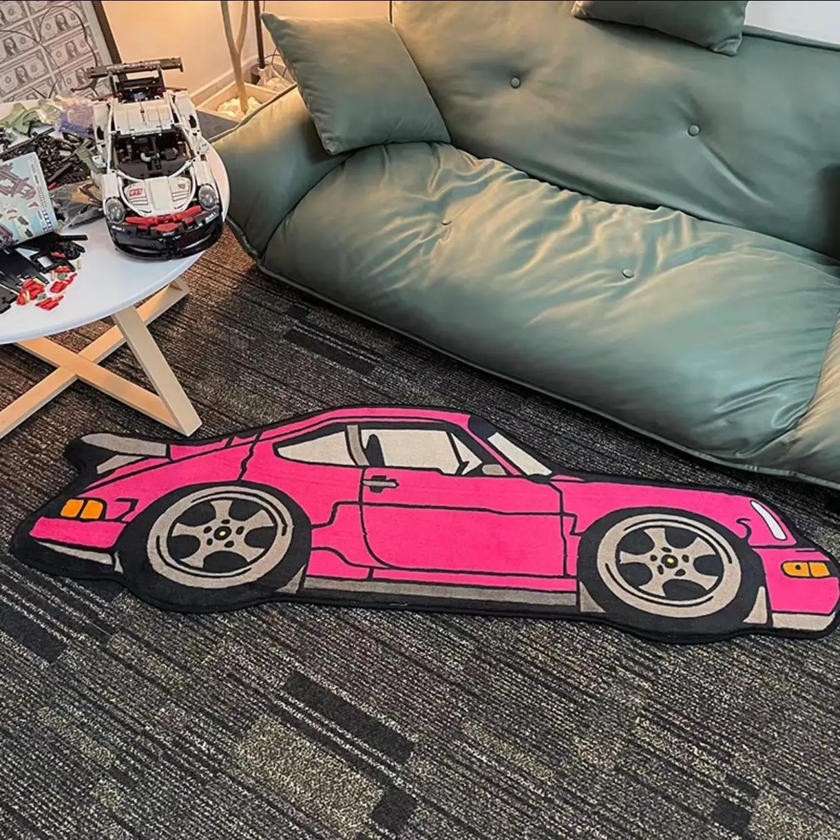 Cartoon Car Print Carpet, 1 Count Non-slip Floor Mat, Decorative Rug for Home Living Room Bedroom