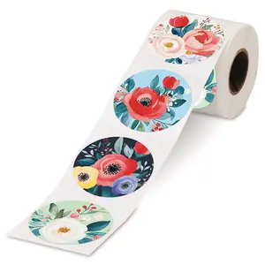 Current Watercolor Floral Rolled Stickers, Set of 252 Stickers, 4 Designs, 1.75" Diameter, Printed in the USA, Great for parties, cards, stationary, and more