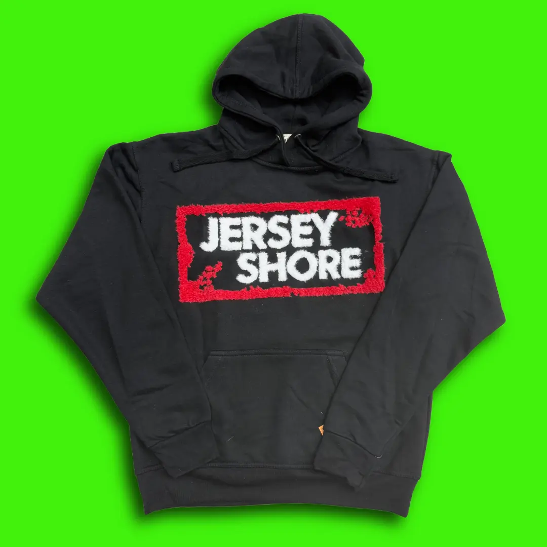 Jersey Shore Fuzzy Stamp Hoodie Sweatshirts Cotton Kangaroo Polyester