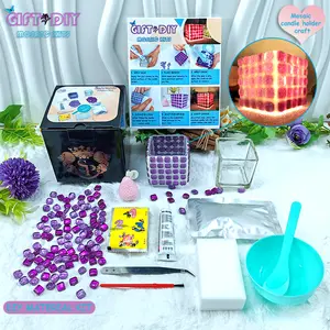 DIY Handmade Crystal Glass Mosaic Votive Candle Holder Gift Craft material kit of New Original Design with Scented Candle, for Lighting Decor, Souvenirs, Home and Holiday Decor, Tealight Votive candlestick, Wedding Table Decor, Birthday and Thanksgiving