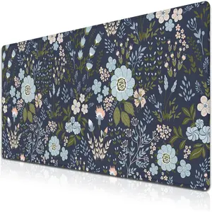 Office Desk Pads Floral Pattern Jumbo Mouse Pad Gaming Mousepad Large Mouse Pads The Desk Mat Non-Slip Rubber Base Waterproof with Stitched Edges 24 X 14 for Game Office,