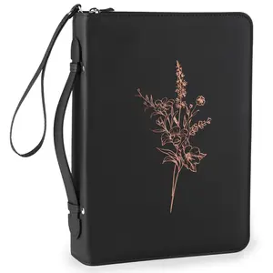 Bible Cover Case for Women and Men, PU Leather Bible Bag Bible Study Supplies Accessories with Detachable Wrist Strap