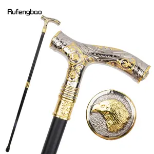 Golden White Eagle Head Flower Totem Relief Walking Cane Fashion Walking Stick Gentleman Crosier Knob Walking Stick 93cm