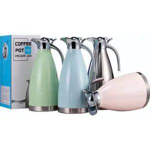 68 Oz Stainless Steel Coffee Thermal Carafe/Double Walled Vacuum Thermos Insulated / 12 Hour Heat Retention / 2 Liters (Pink)